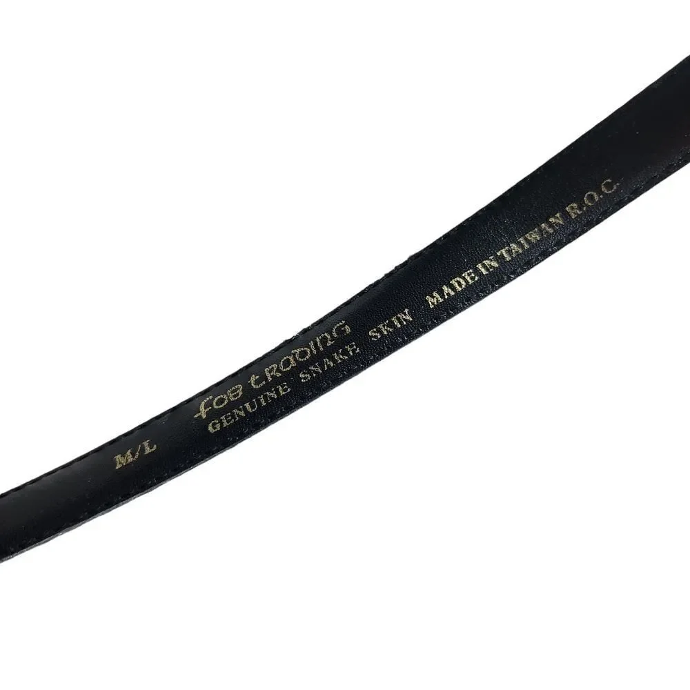 Fob Trading Snakeskin Belt Black M L 24-28 inch Skinny